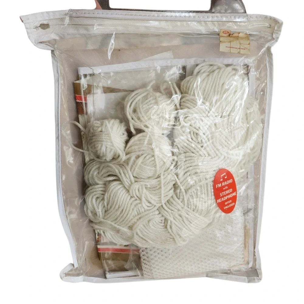 National Yarn Crafts Lasetta Plus Pillow Kit Cream Classic Beginner  DIY Vintage